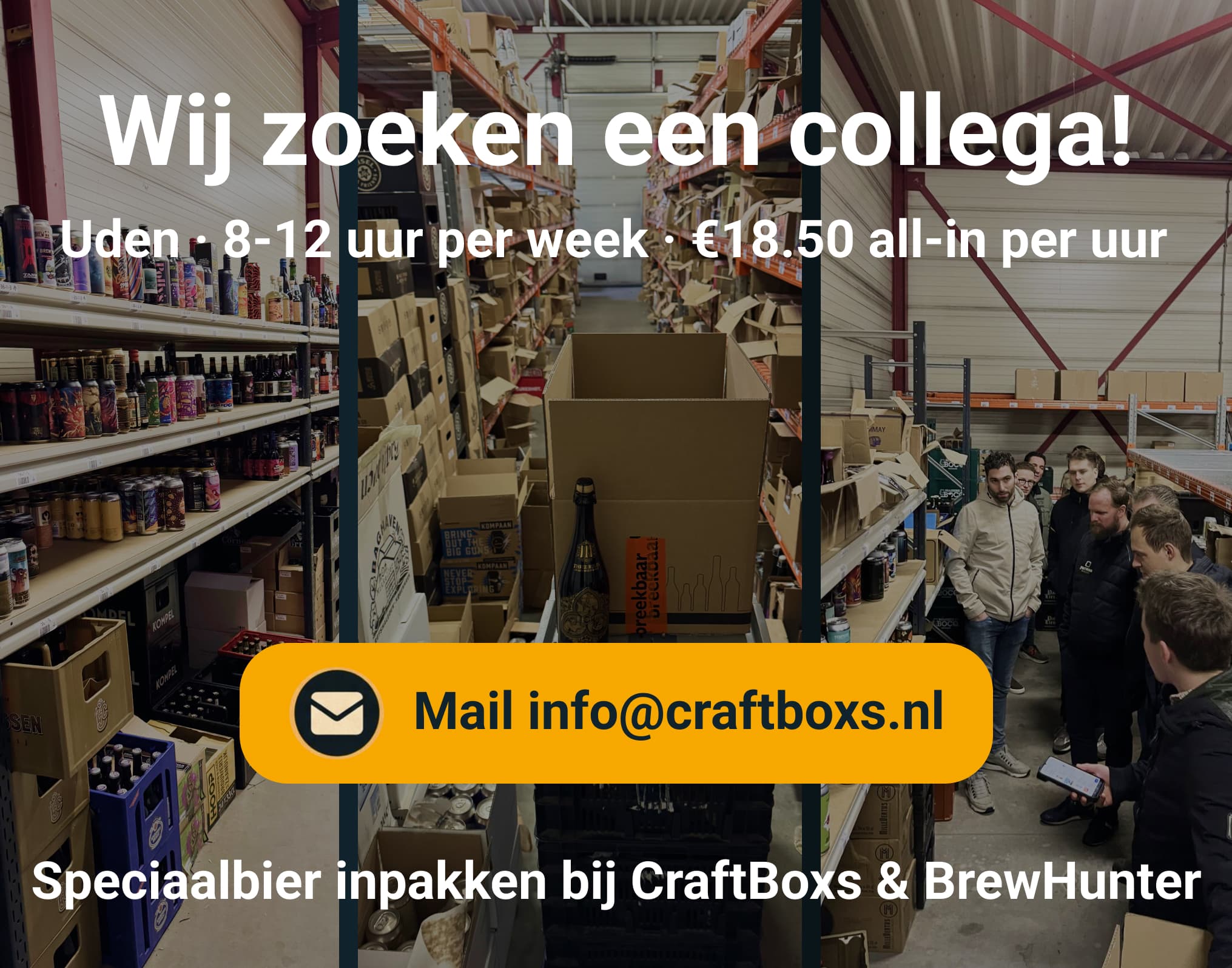 Wij zoeken een collega — ons magazijn in Uden vol speciaalbier