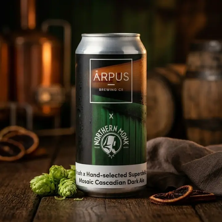 Northern Monk Krush x Hand-selected Superdelic x Mosaic Cascadian Dark Ale